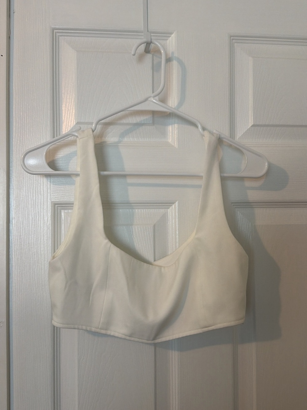 Princess Polly Cream Scoop Neck Crop Top